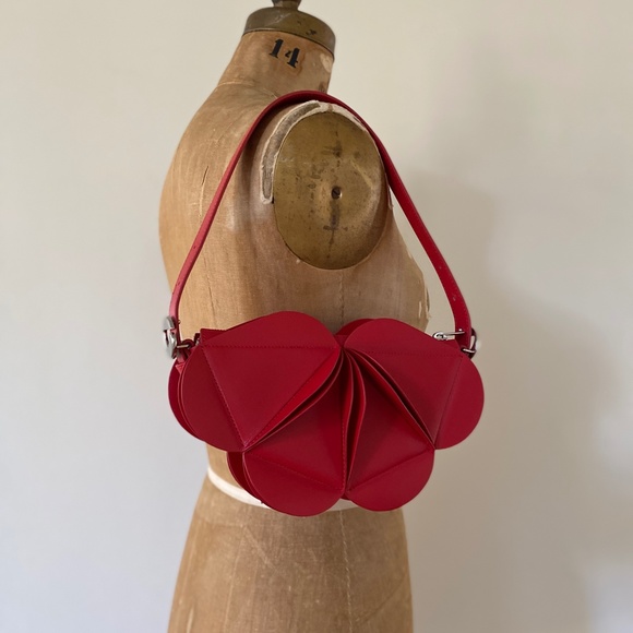 Coperni Red Calf Leather Origami Shoulder / Hand Bag - Picture 11 of 16